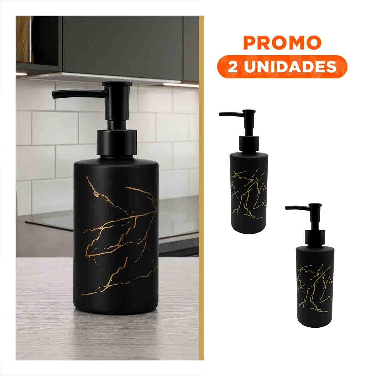 PACK2 ENVASE PARA CREMA LIQUIDA CILINDRO CON DIS MARMOL COLOR NEGRO 20X6,8CM - 1