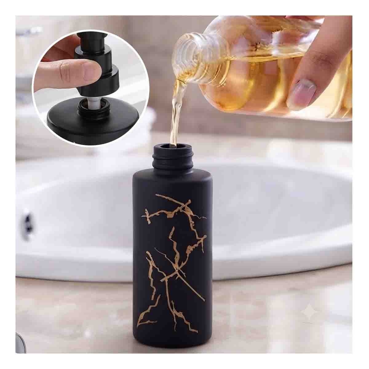 PACK2 ENVASE PARA CREMA LIQUIDA CILINDRO CON DIS MARMOL COLOR NEGRO 20X6,8CM - 5