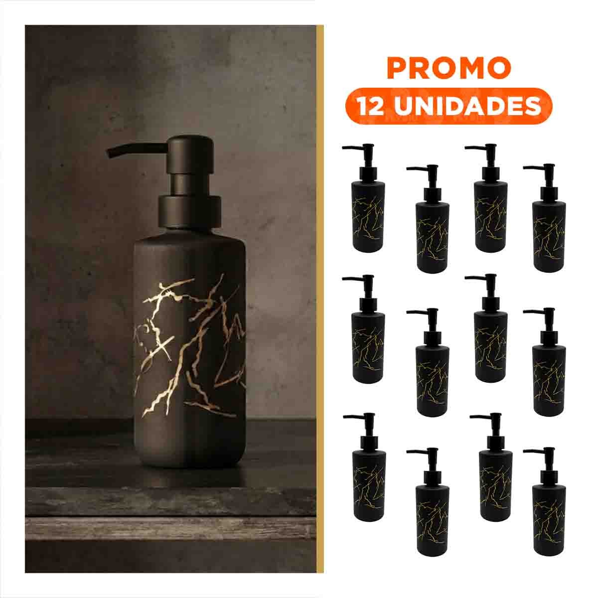 PACK12 CONTENEDOR PARA BANO CILINDRO NEGRO CON ACABADO DORADO 20X6,8CM YREGALO STICKER - 1