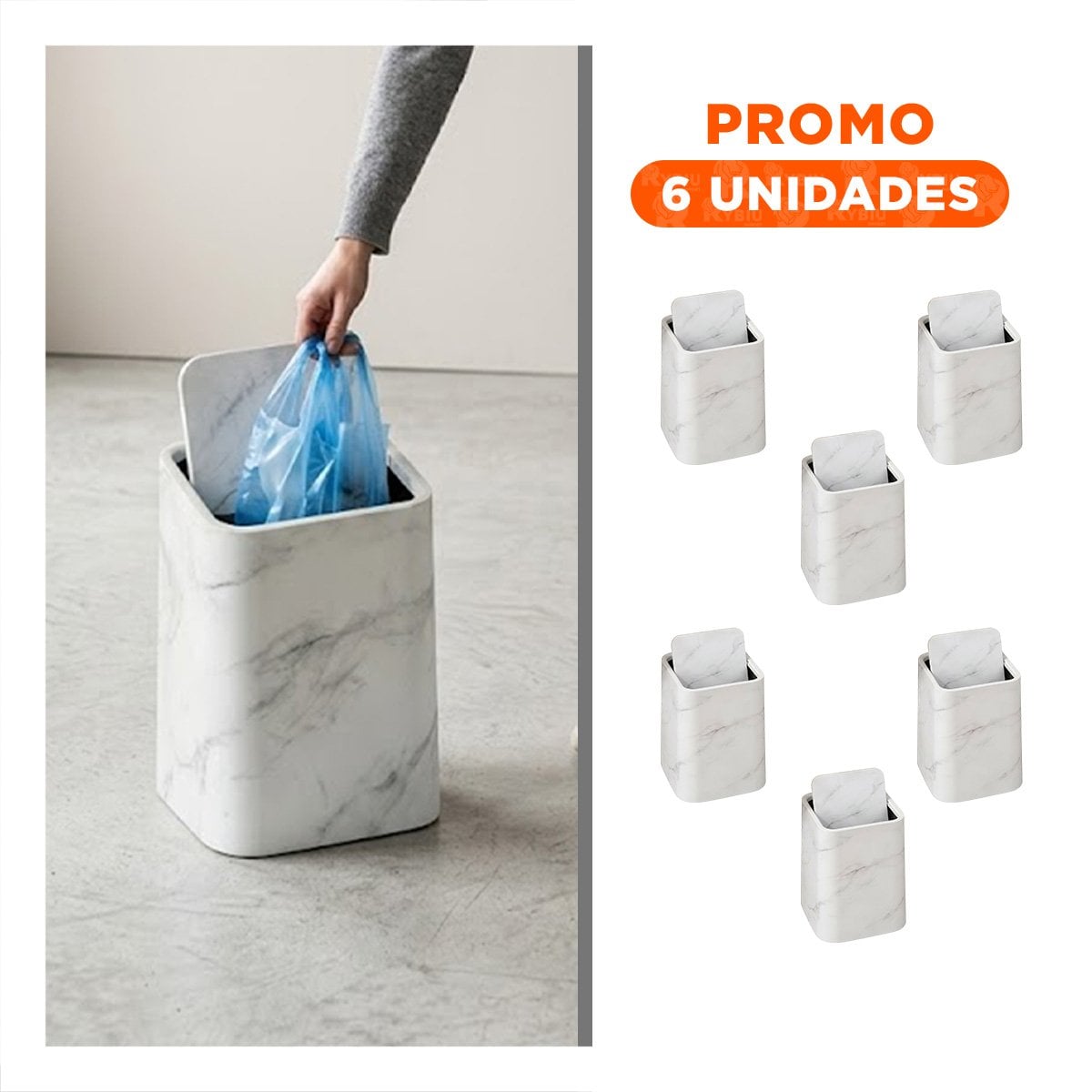 PACK6 TACHO ORGANIZADOR DE RESIDUOS PARA COCINA Y HOGAR COLOR BLANCO - 1