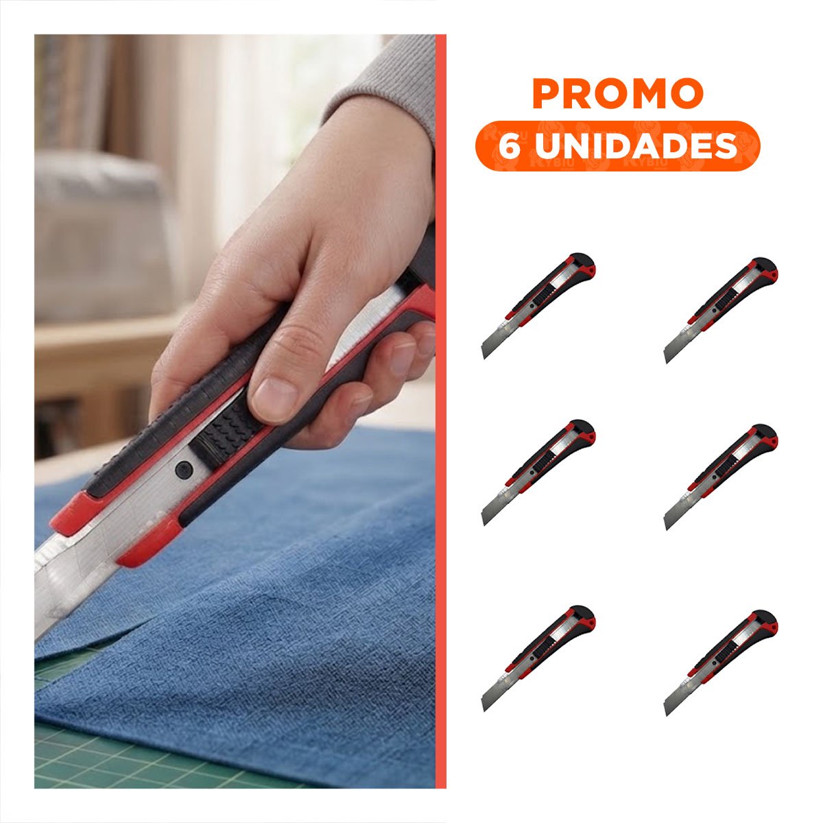 PACK6 CUTTER PORTATIL 18 MM CON ESTUCHE DE CUCHILLA ROJO PARA LLEVAR FACILMENTE - 1