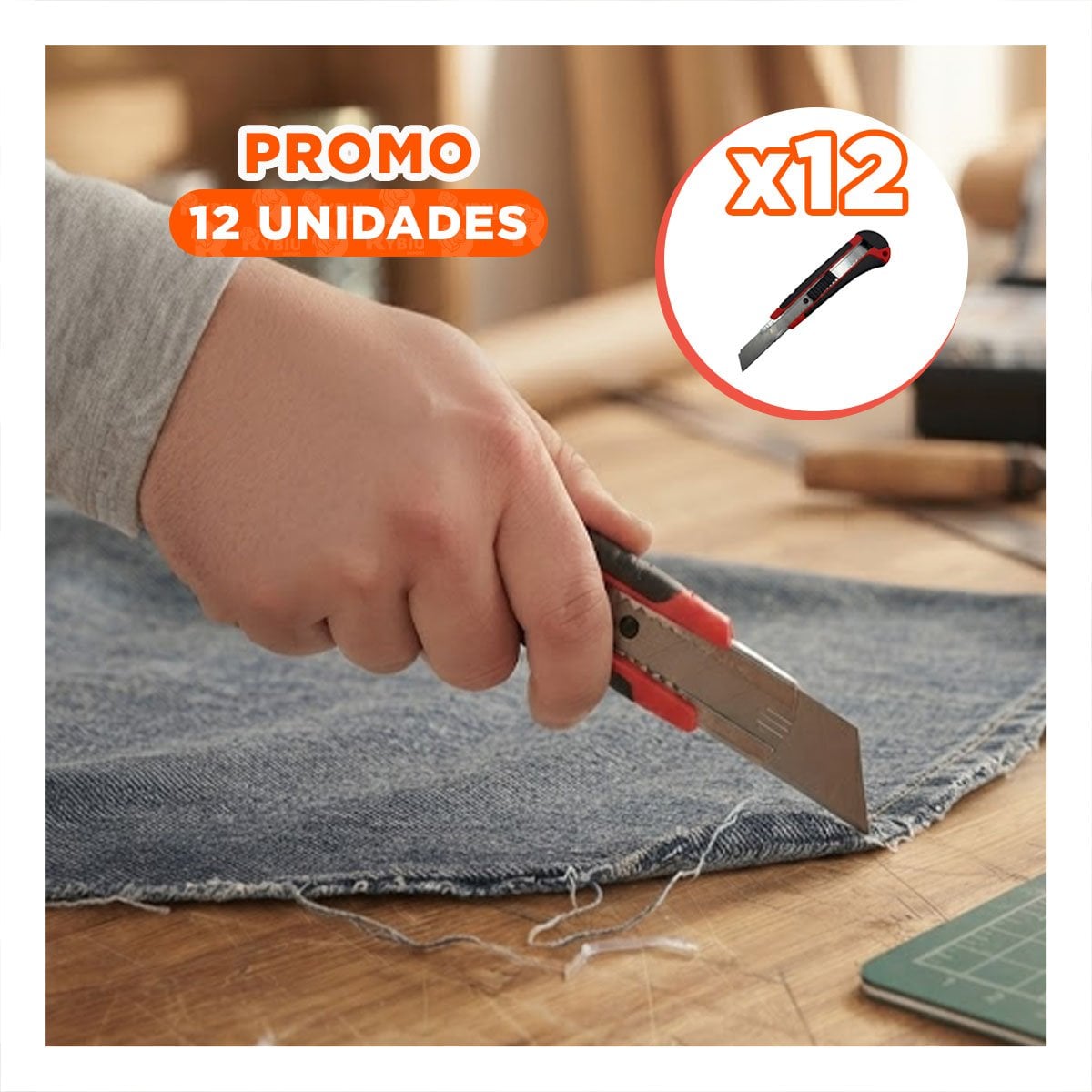 PACK12 CUTTER RESISTENTE 18 MM CON CUCHILLA RETRACTIL Y ESTUCHE ROJO - 1