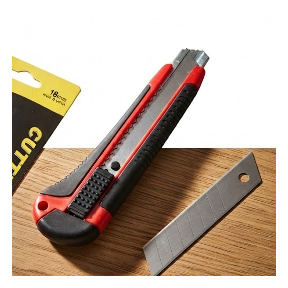 PACK12 CUTTER RESISTENTE 18 MM CON CUCHILLA RETRACTIL Y ESTUCHE ROJO - 5
