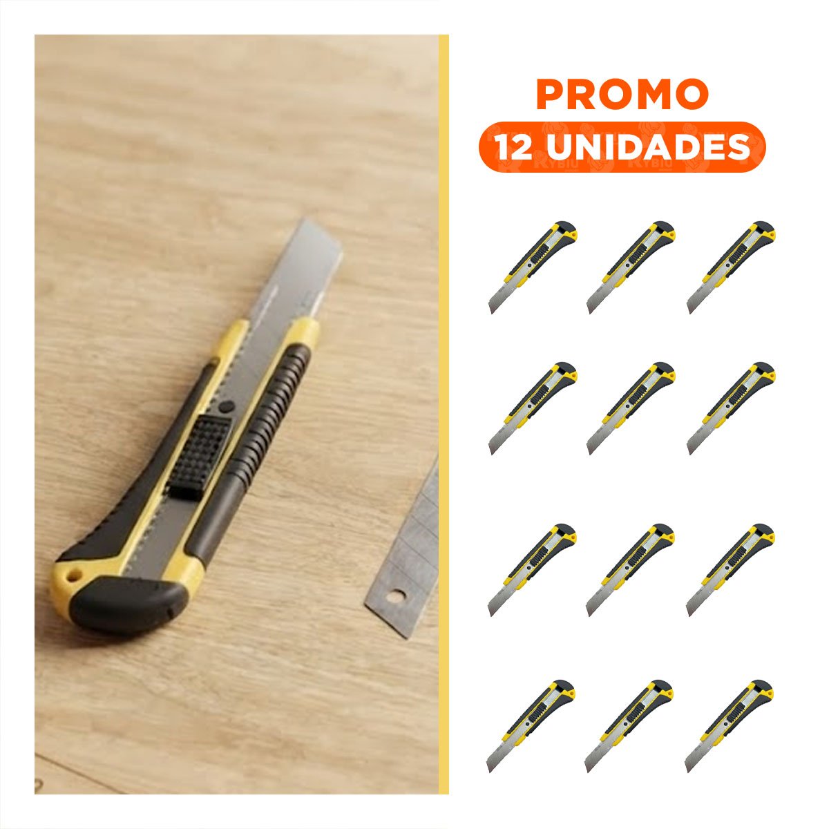PACK12 TRINCHETA VERSATIL 18 MM CON ESTUCHE DE CUCHILLA PARA MULTIPLES USOS YREGALO STICKER - 1