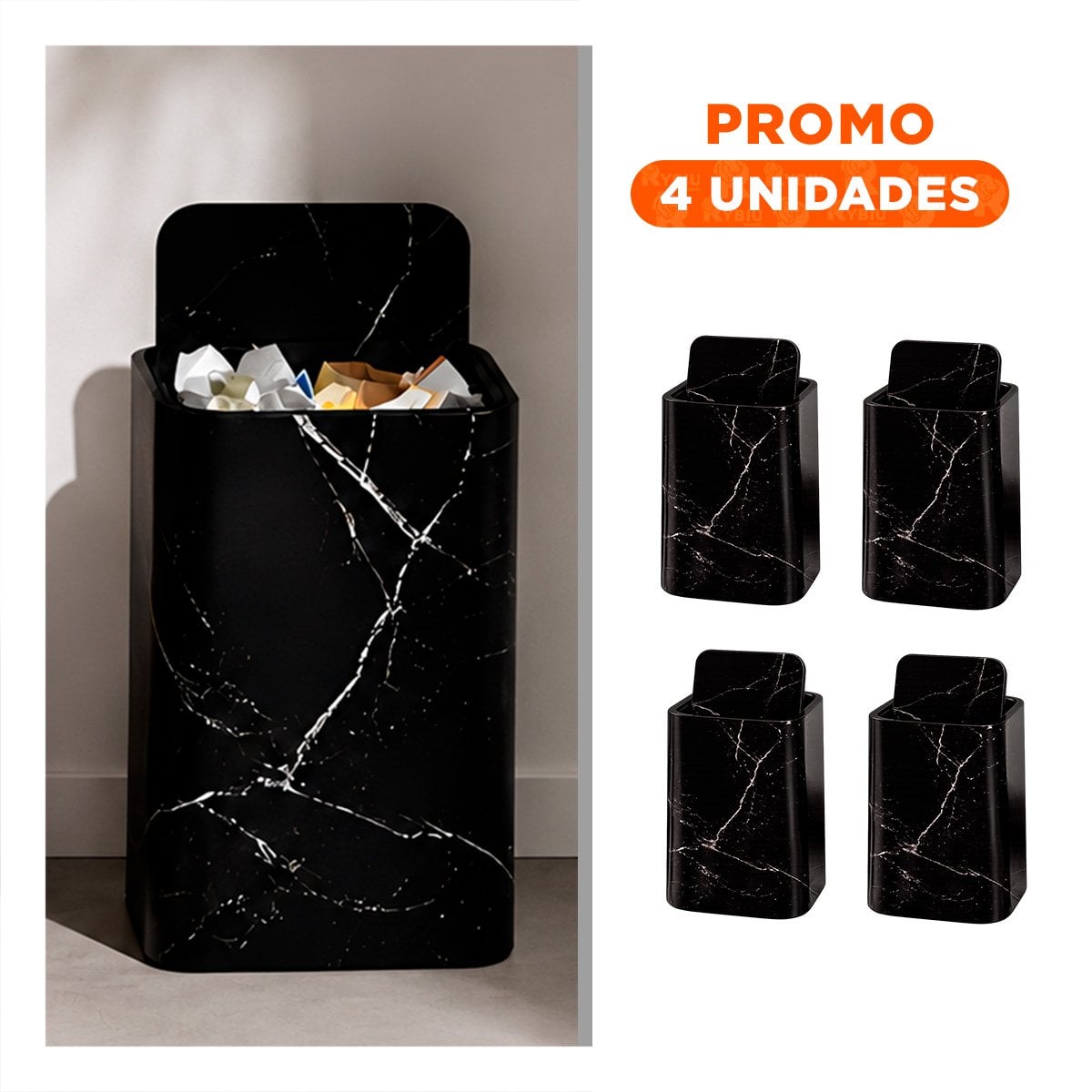 PACK4 CONTENEDOR PARA COCINA Y HOGAR DESMONTABLE DE RESIDUOS NEGRO YREGALO STICKER - 1