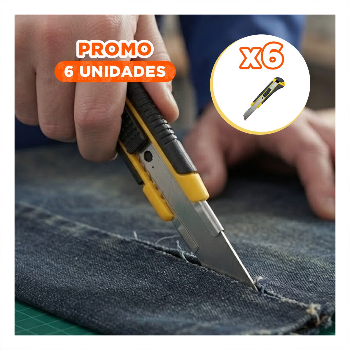 PACK6 TRINCHETA DE CORTE 18 MM RETRACTIL CON ESTUCHE AMARILLO PARA TALLER YREGALO STICKER - 1