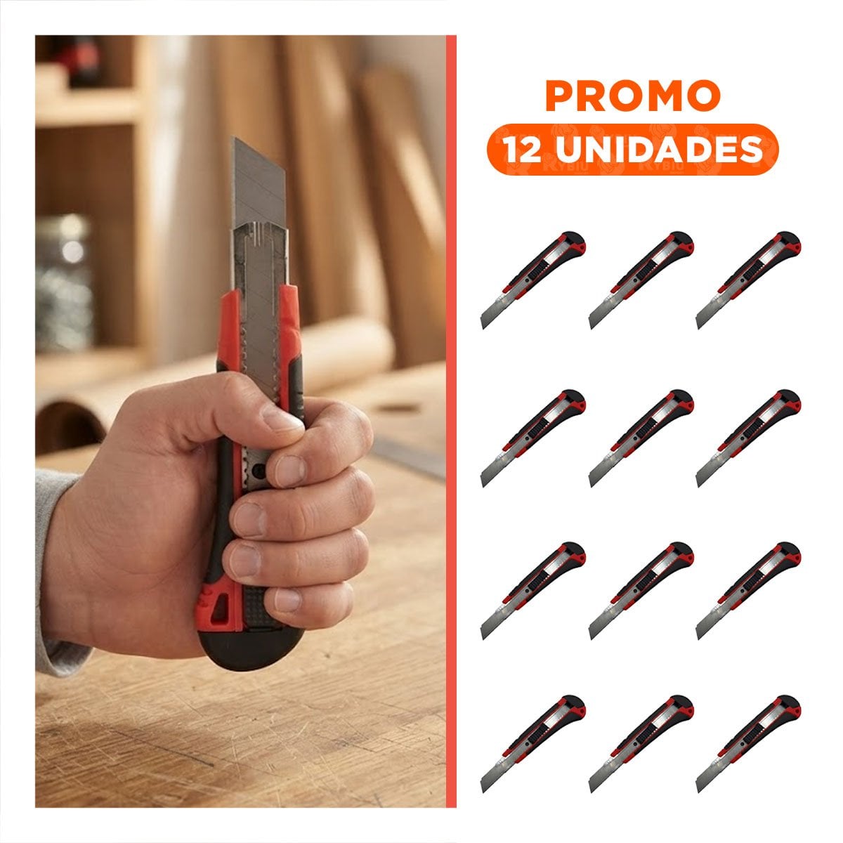 PACK12 TRINCHETA VERSATIL 18 MM CON ESTUCHE DE CUCHILLA PARA MULTIPLES USOS YREGALO STICKER - 1