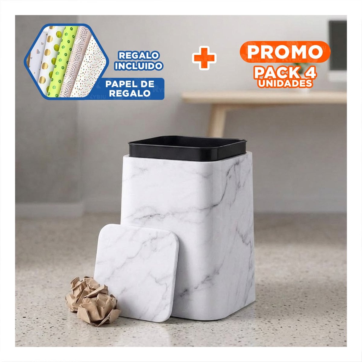 PACK4 RECOLECTOR PRACTICO DE RESIDUOS PARA COCINA COLOR BLANCO YPAPEL REGALO - 1