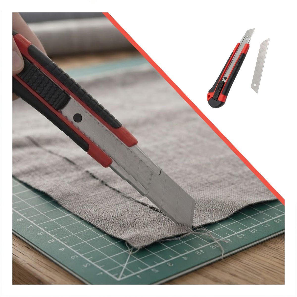 PACK6 TRINCHETA DE CORTE 18 MM RETRACTIL CON ESTUCHE ROJO PARA TALLER Y HOGAR YREGALO STICKER - 2