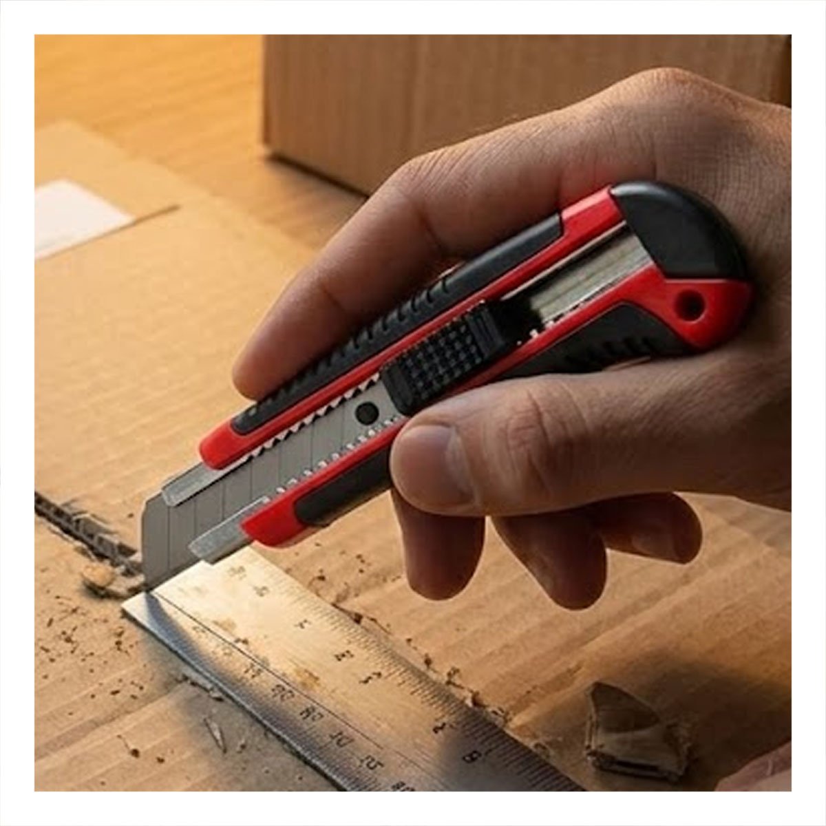 PACK6 CORTADOR COMPACTO RETRACTIL 18 MM CON ESTUCHE ROJO PARA MANUALIDADES YPAPEL REGALO - 5