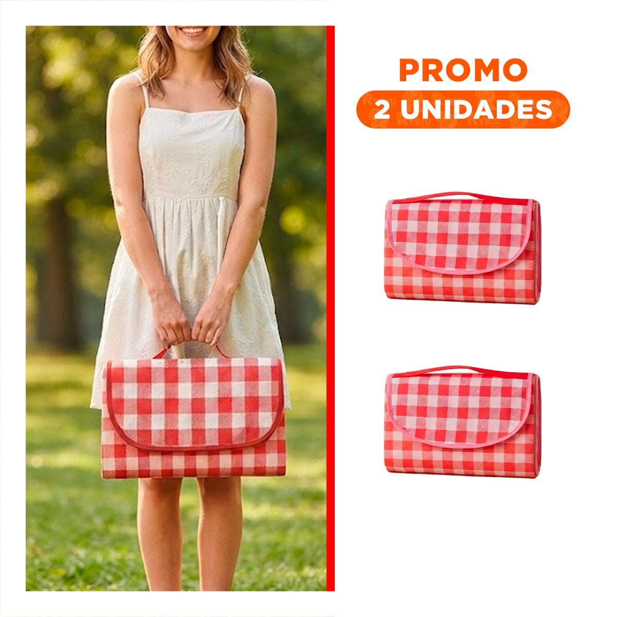 PACK2 MANTA PRACTICA TIPO CARTERA 160X200CM PARA USO EN CAMPO COLOR ROJO - 1