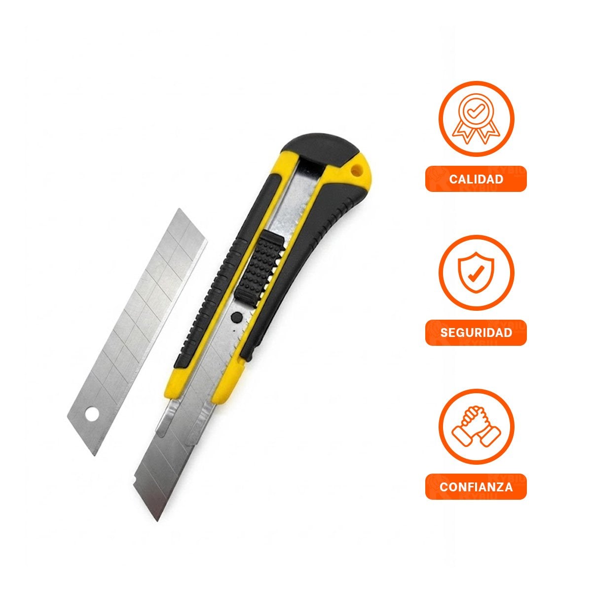 CUTTER RETRACTIL 18 MM AMARILLO CON ESTUCHE DE CUCHILLA PARA CORTE PRECISO Y SEGURO - 3