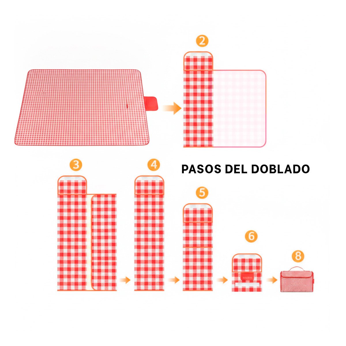 PACK4 MANTA TIPO CARTERA 160X200CM UNA TELA PARA PICNIC EN PARQUE COLOR ROJO YPAPEL REGALO - 3