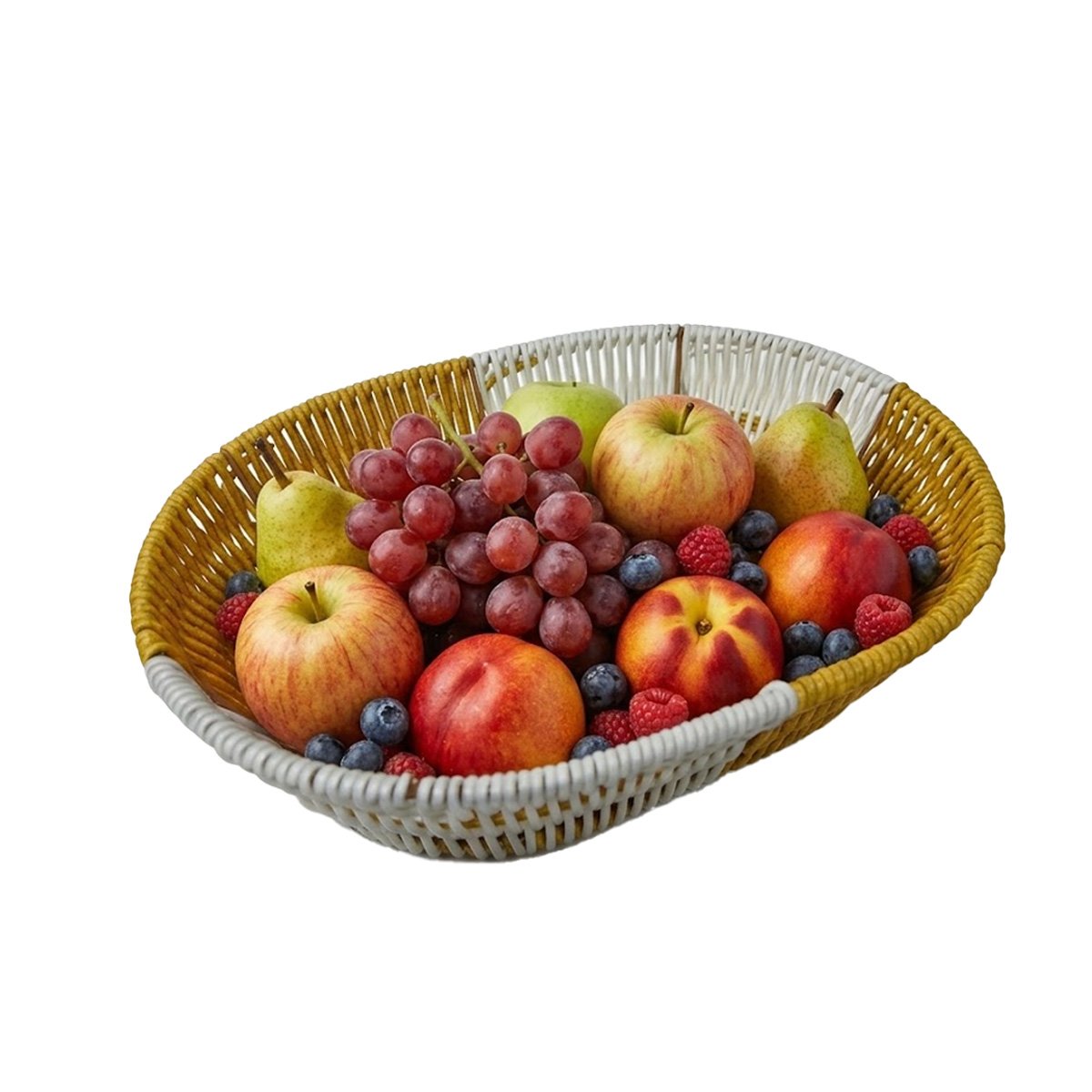 PACK2 CONTENEDOR COLOR MOSTAZA Y BLANCO CON FORMA OVALADA 27X21X7CM YREGALO STICKER - 2