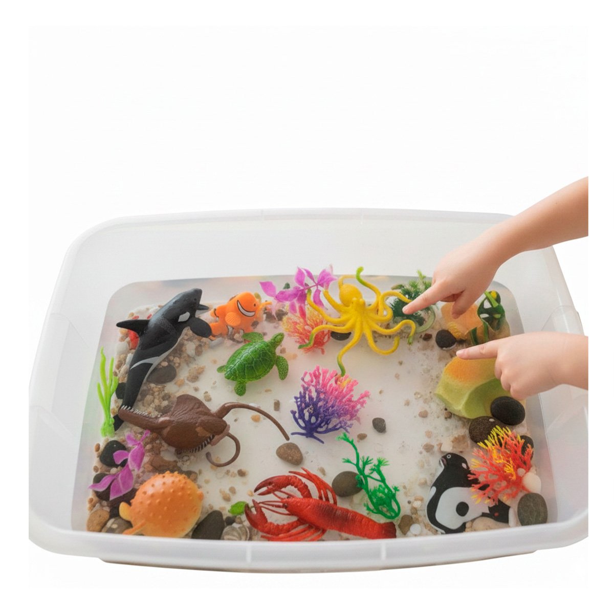 PACK2 PAQUETE INFANTIL DE ANIMALES MARINOS 14 PZS MULTICOLOR PARA JUEGOS YREGALO STICKER - 2