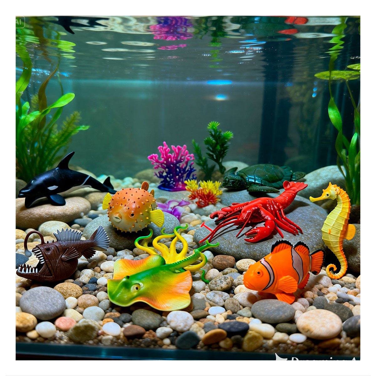 PACK6 PAQUETE CON ANIMALES MARINOS 14 PZS MULTICOLOR PARA APRENDIZAJE Y DIVERSION - 2
