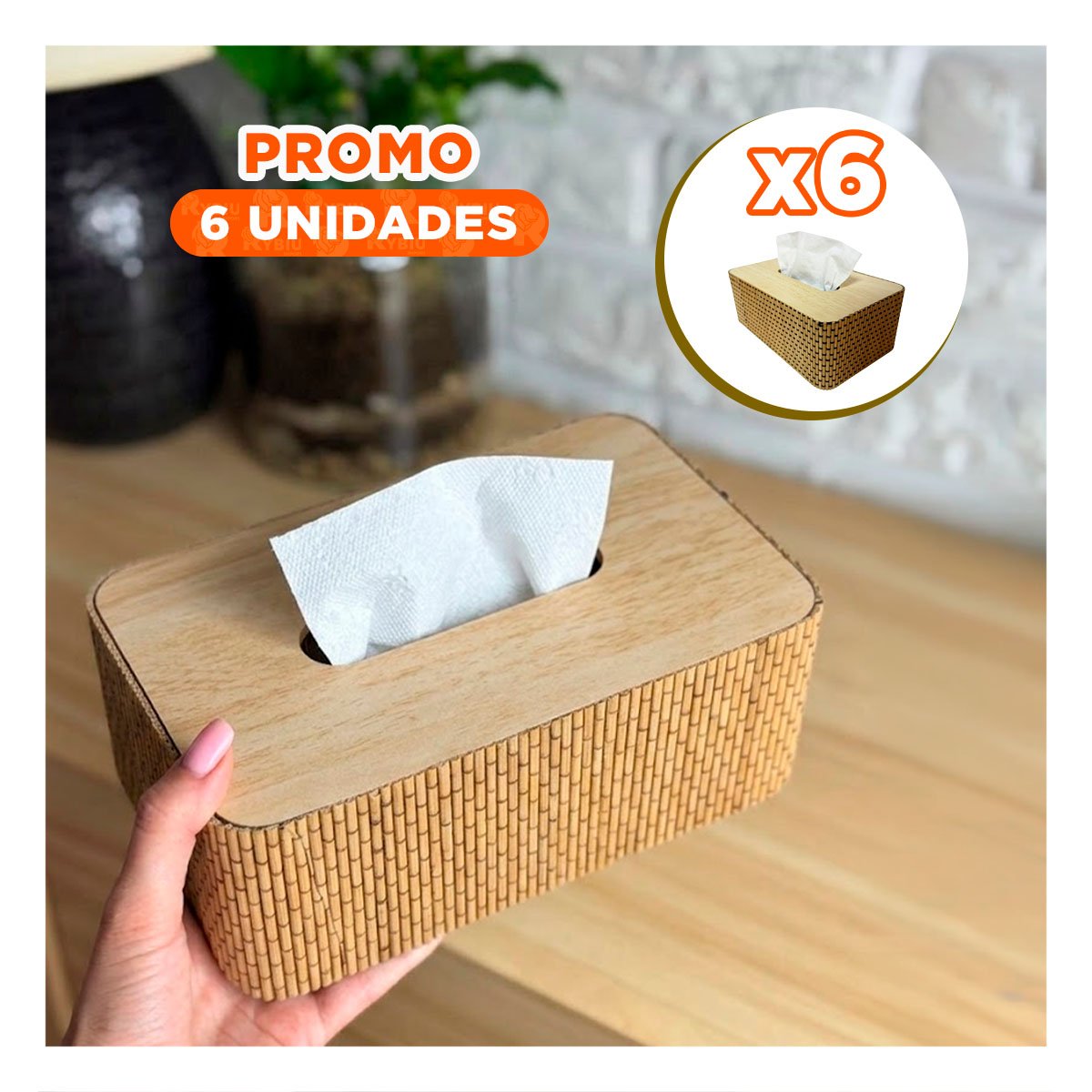 PACK6 PORTASERVILLETAS PARA COMEDOR BAMBU MOSTAZA 21X13X8 CM YPAPEL REGALO - 1