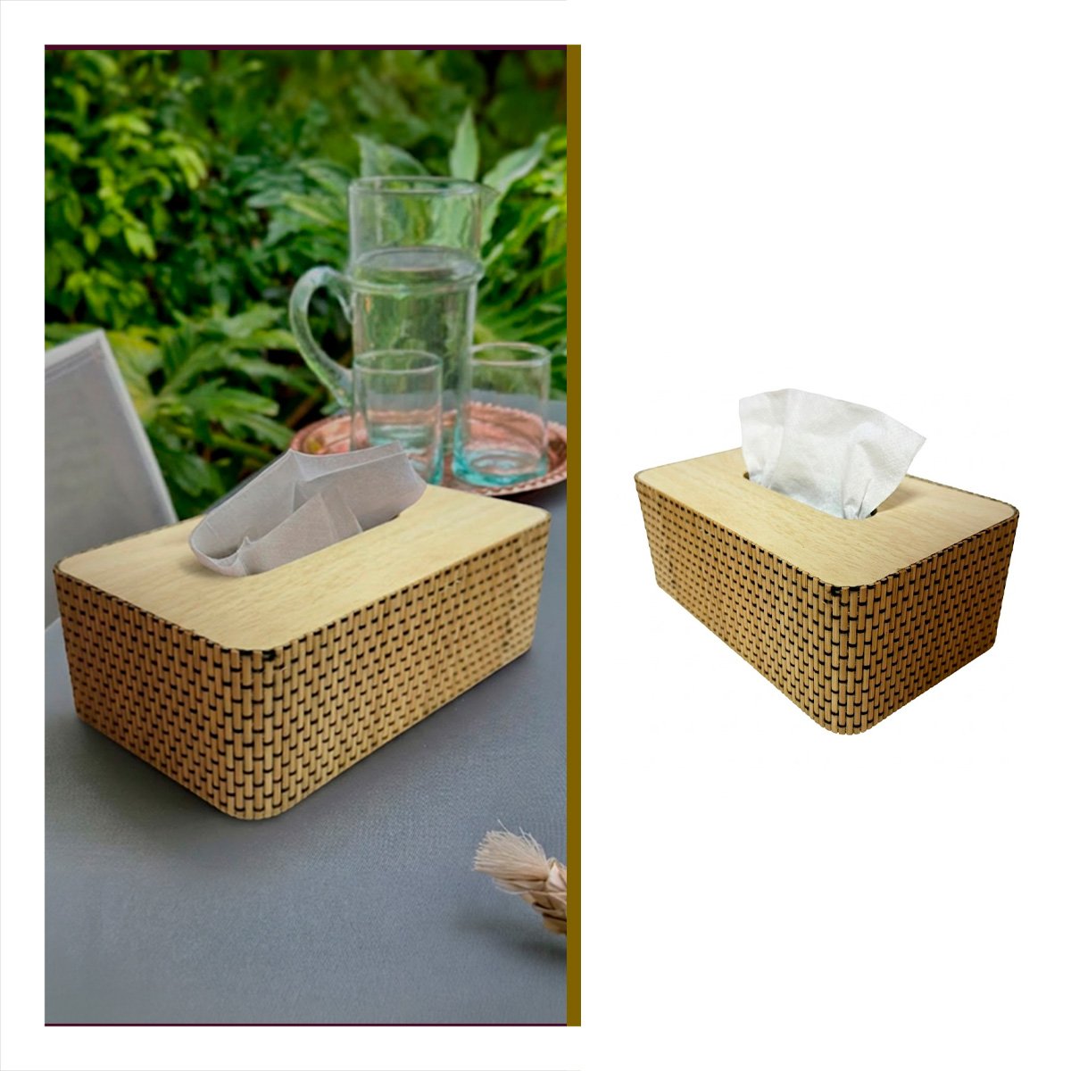 PORTASERVILLETAS DE MESA MOSTAZA EN BAMBU 21X13X8 CM YPAPEL REGALO - 5