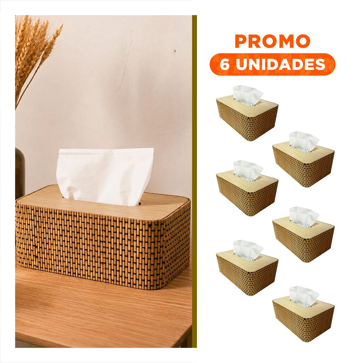 PACK6 SOPORTE PARA COCINA BAMBU COLOR MOSTAZA 21X13X8 CM YREGALO STICKER - 1