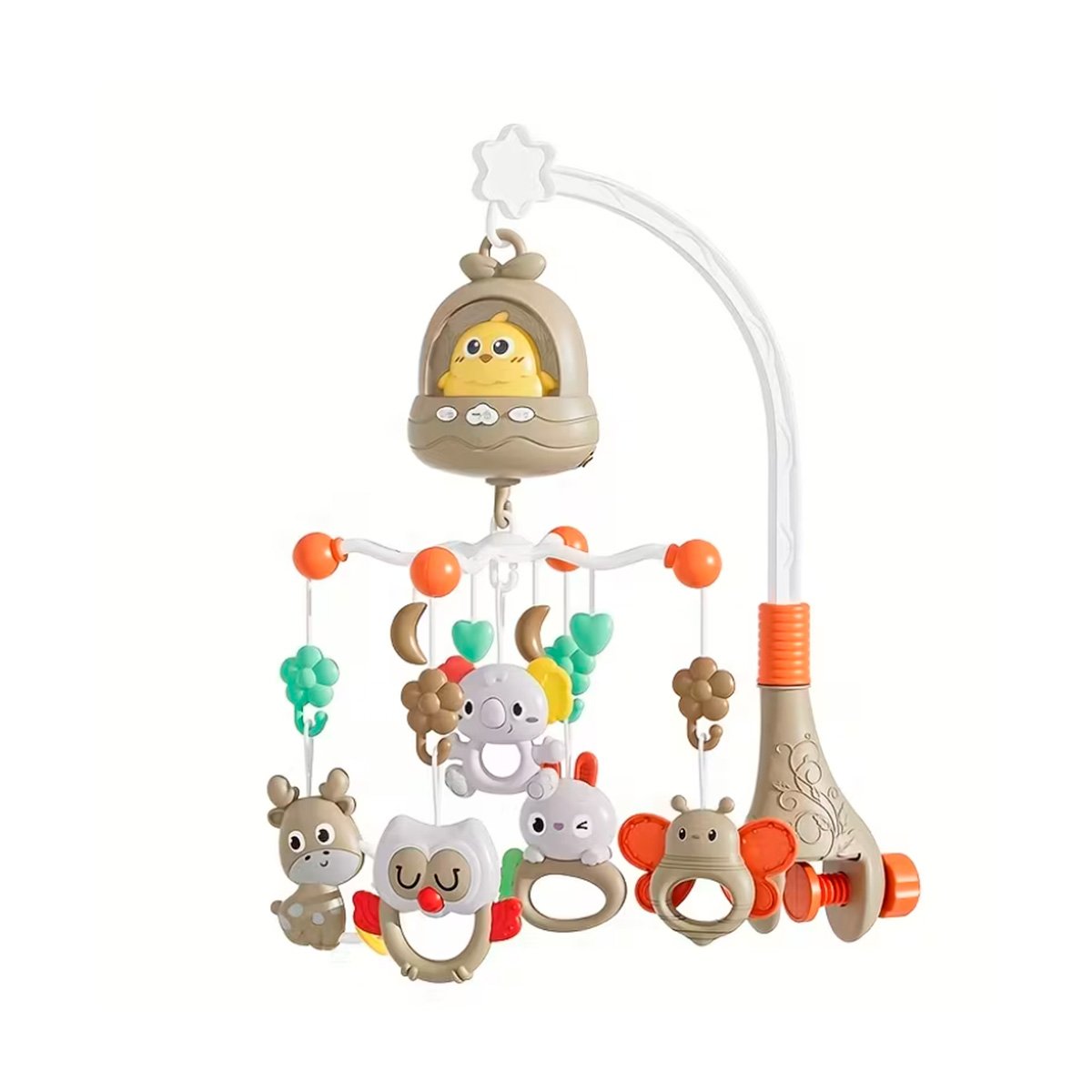 PACK2 MOVIL DECORATIVO POLLO MARRON PARA CUNA CON SONIDO INFANTIL YREGALO STICKER - 2