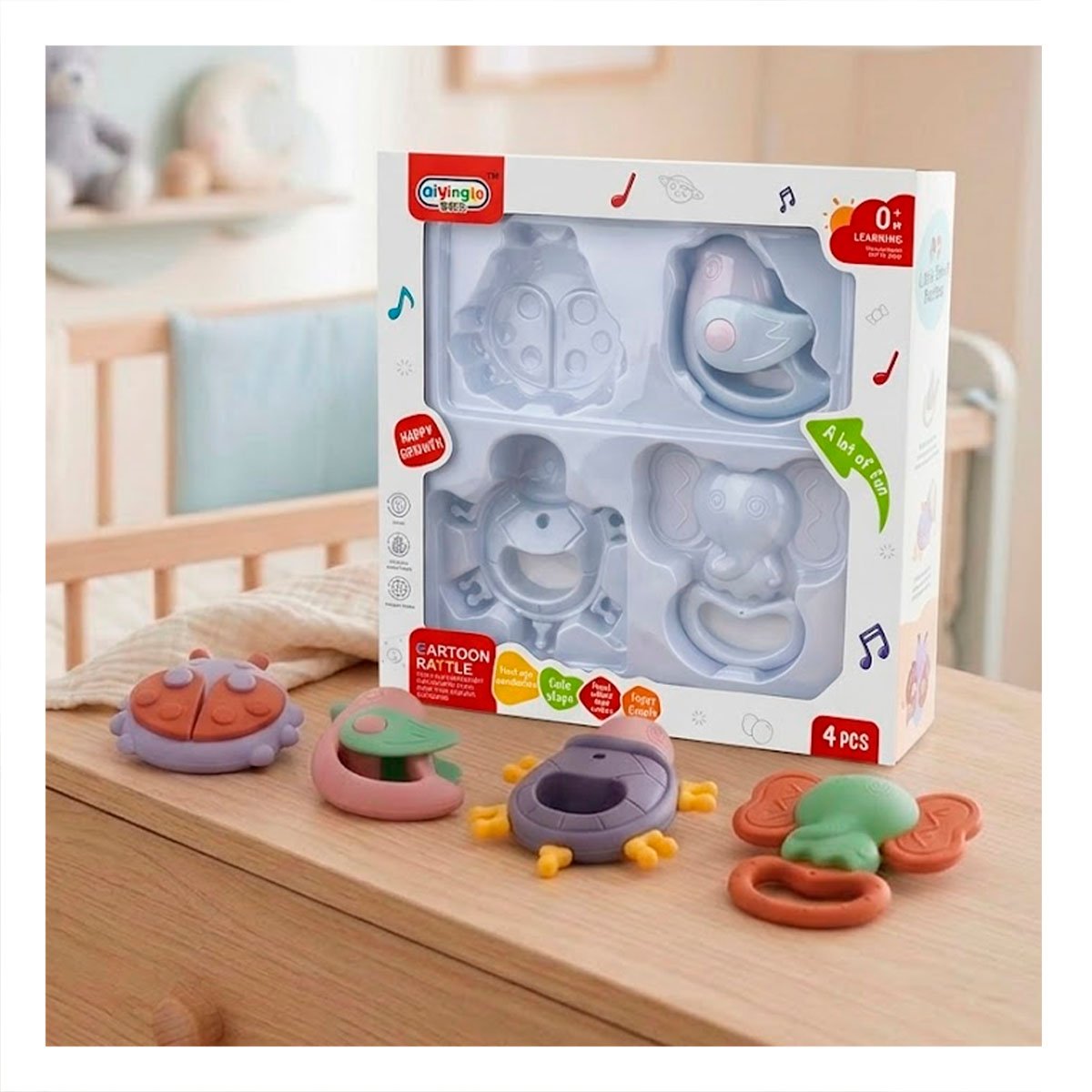 PACK6 MARACAS INFANTILES CON SONIDO MULTICOLOR 4 PIEZAS PARA JUEGO DE BEBE - 5