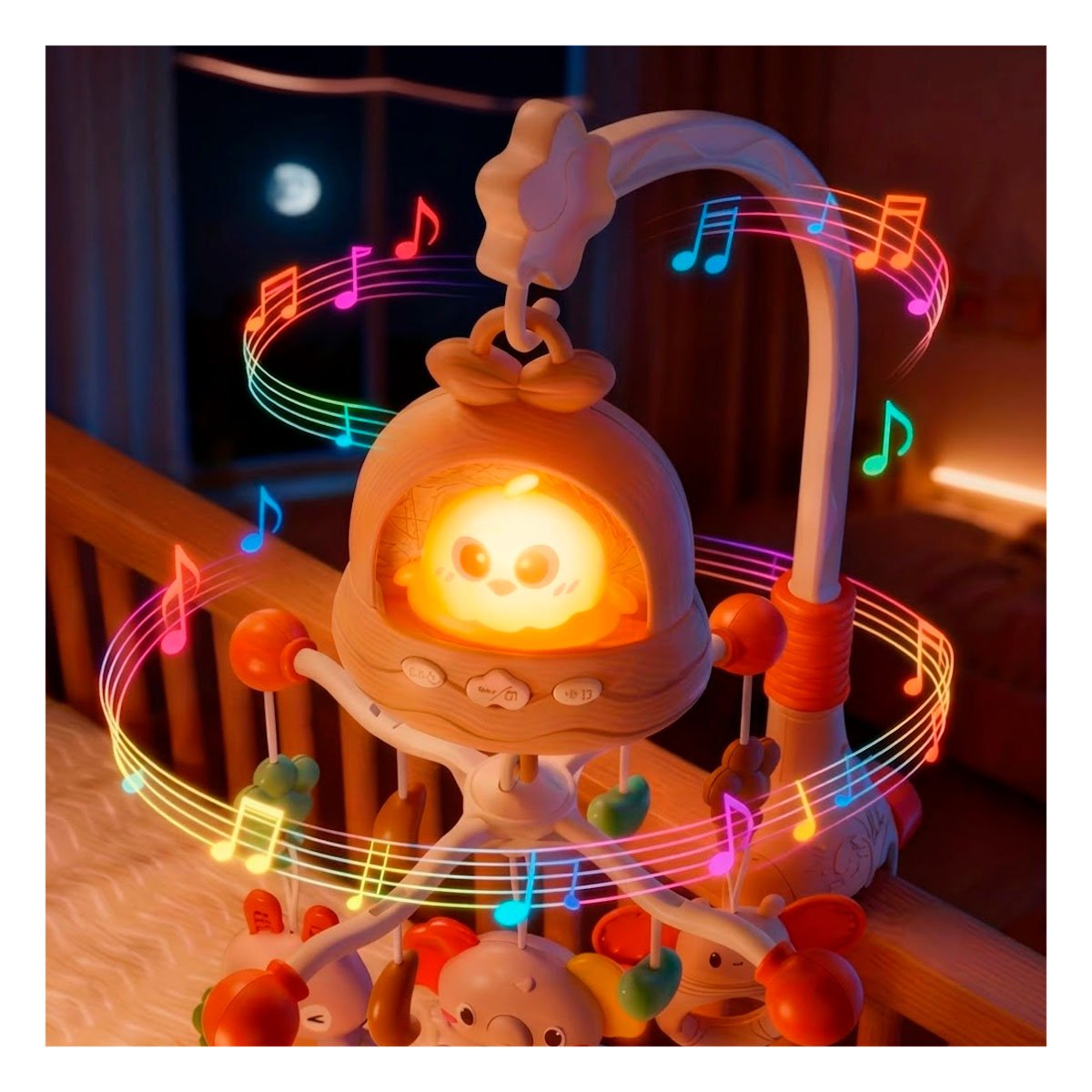 PACK4 COLGANTE INFANTIL PARA CUNA POLLO MARRON CON MELODIA MUSICAL - 3