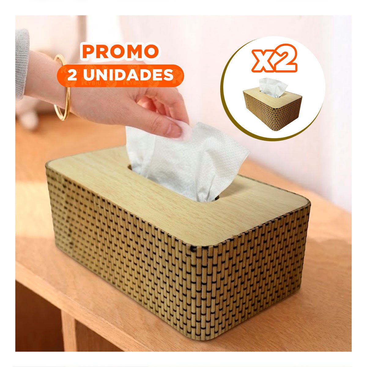PACK2 PORTASERVILLETAS BAMBU CUADRITOS COLOR MOSTAZA PARA COCINA 21X13X8 CM - 1