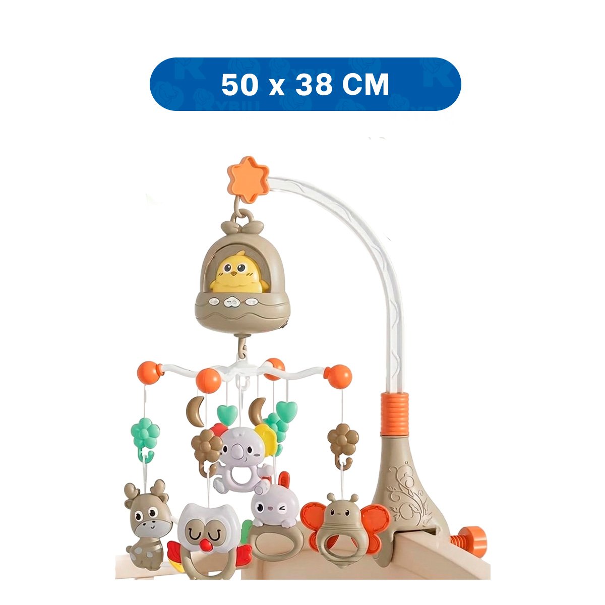 PACK6 MOVIL SONORO POLLO MARRON PARA CUNA Y DORMITORIO DEL BEBE YREGALO STICKER - 4
