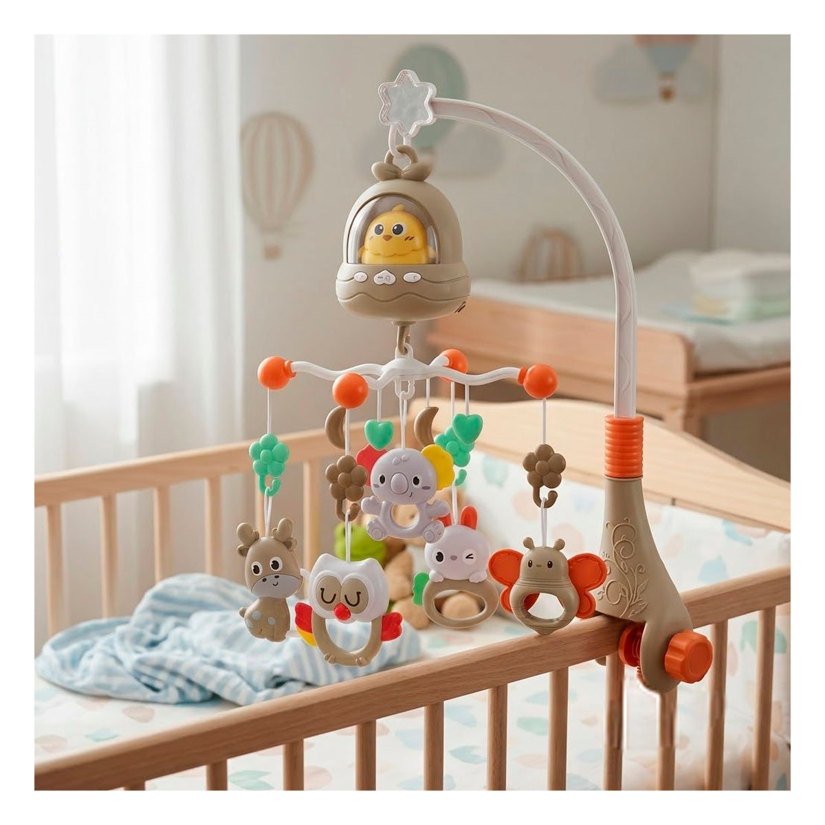 PACK6 COLGANTE DECORATIVO POLLO MARRON CON MUSICA PARA CUNA DEL BEBE - 3