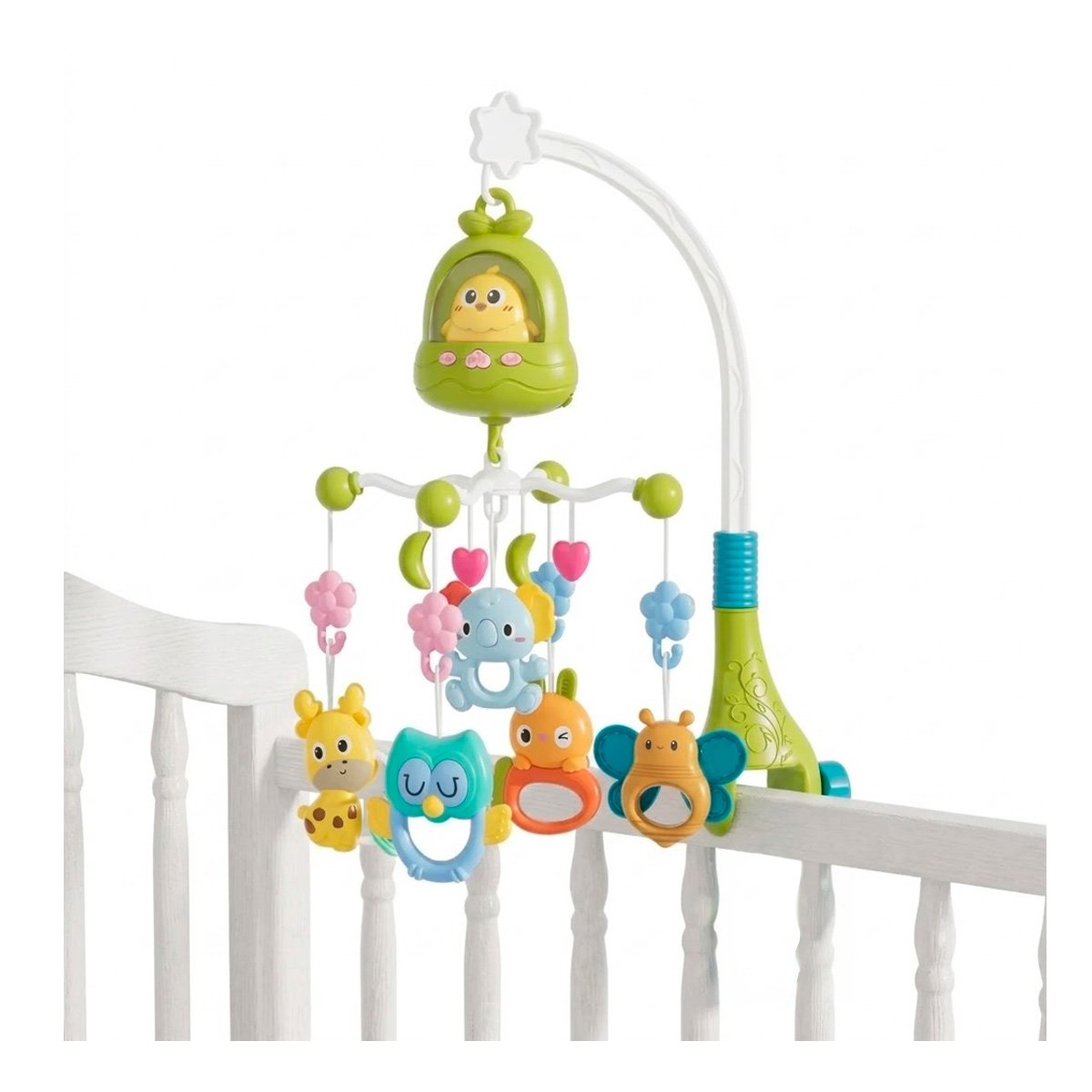 PACK4 JUGUETE SONORO POLLO VERDE PARA BEBE CON MUSICA PARA CUNA YPAPEL REGALO - 3