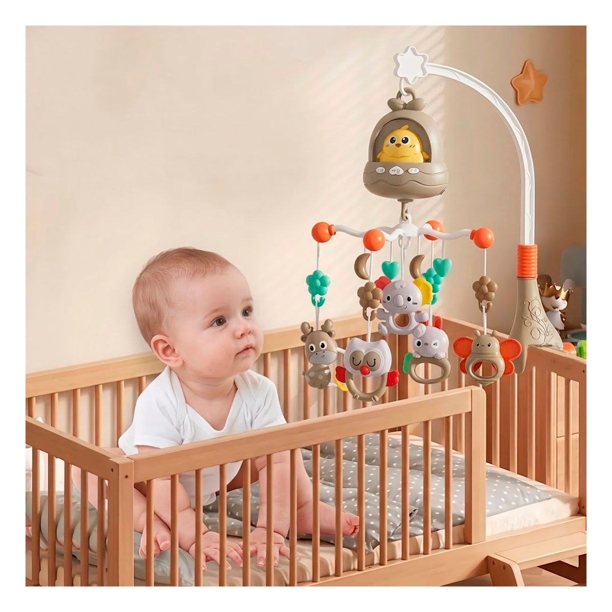 PACK4 JUGUETE SONORO POLLO MARRON PARA BEBE CON MUSICA PARA CUNA YPAPEL REGALO - 5