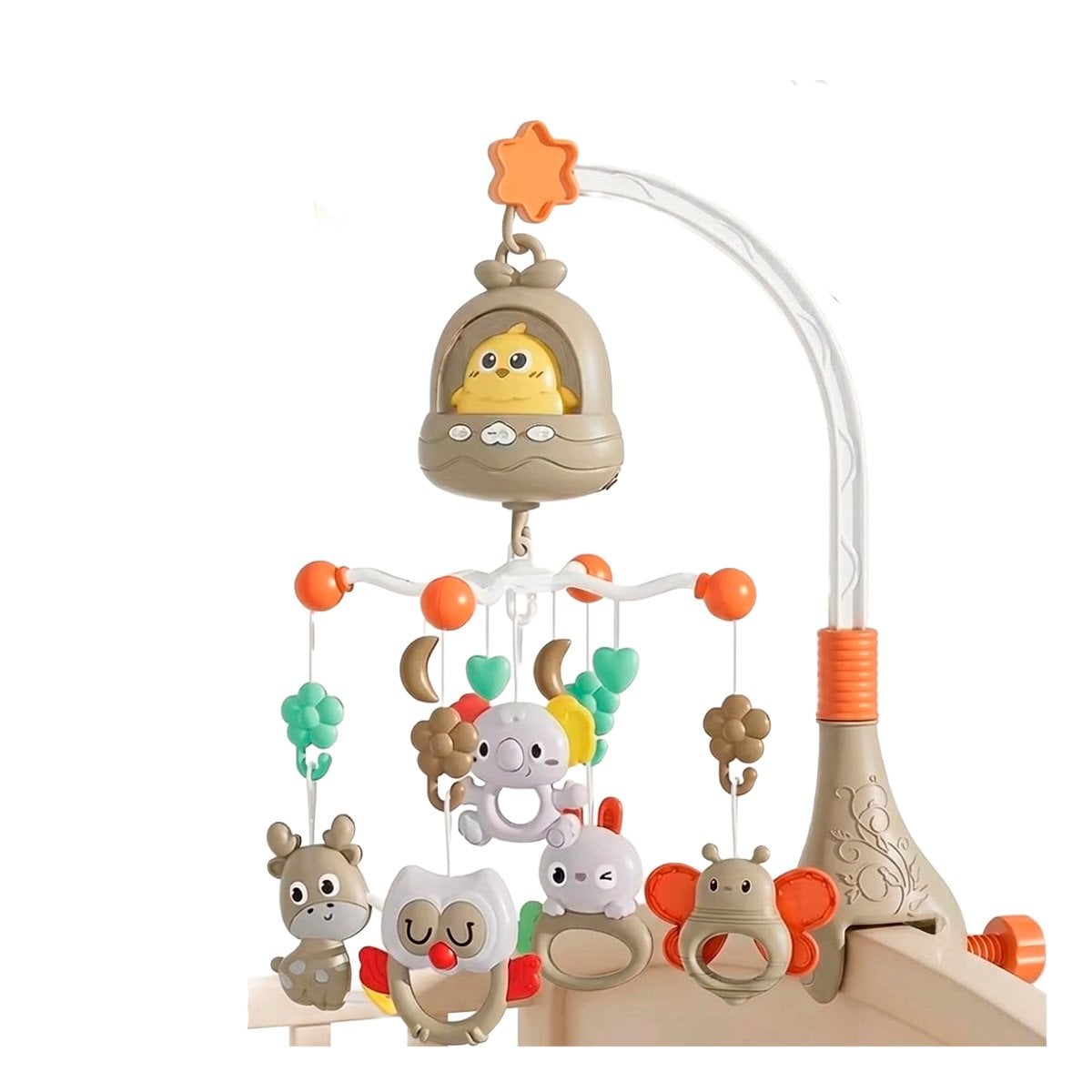 JUGUETE PARA BEBE POLLO MARRON CON MELODIA MUSICAL PARA CUNA Y REGALO STICKER - 3