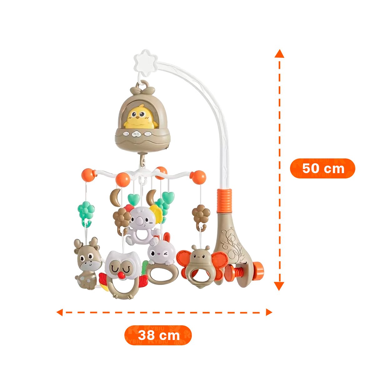 JUGUETE PARA BEBE POLLO MARRON CON MELODIA MUSICAL PARA CUNA Y REGALO STICKER - 4