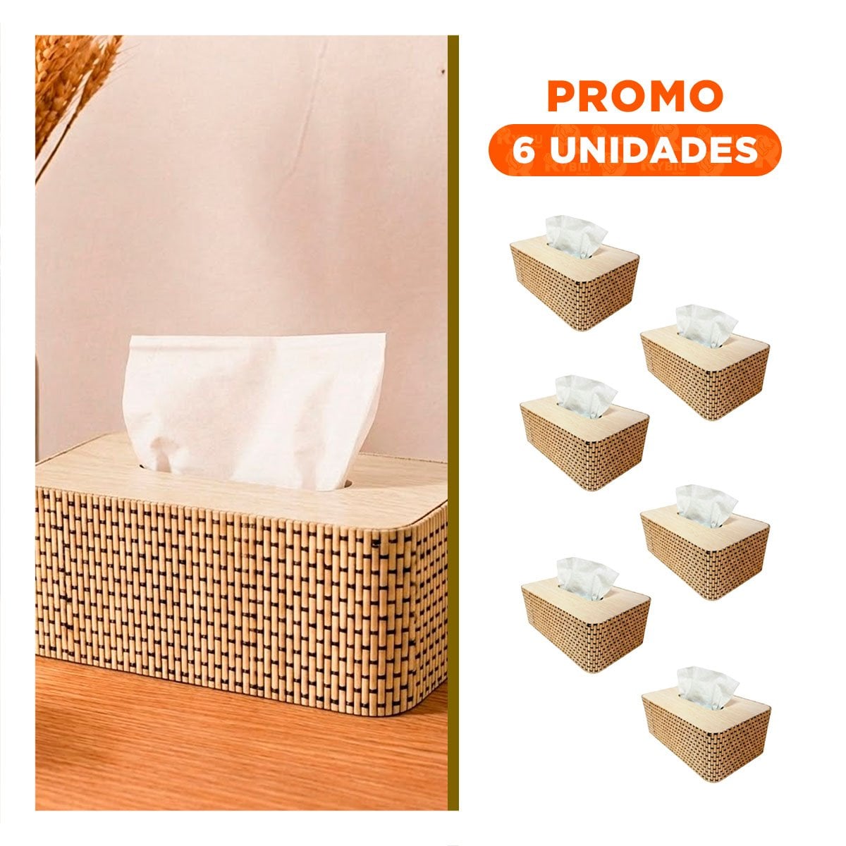 PACK6 SOPORTE PARA COCINA BAMBU COLOR MOSTAZA CLARO 21X13X8 CM YREGALO STICKER - 1