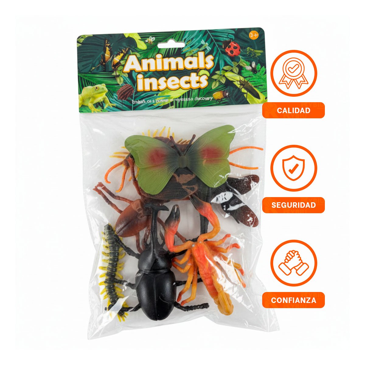 SET DE ANIMALES INSECTOS 6 PZS MULTICOLOR PARA JUEGO EDUCATIVO INFANTIL - 3