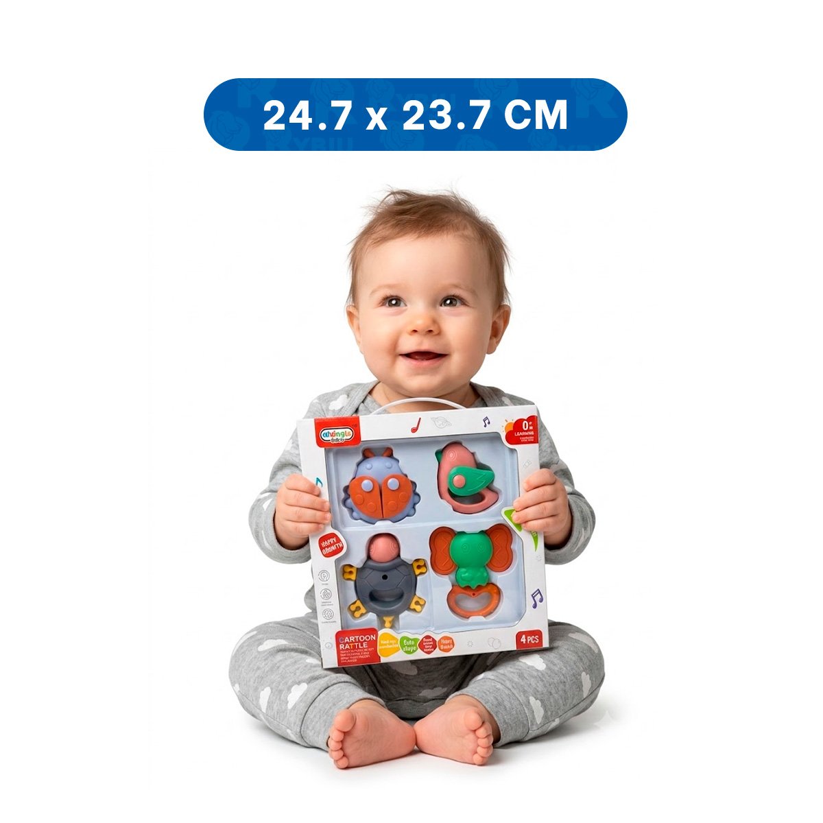 PACK4 JUGUETES SONOROS PARA BEBE CON ENTRETENIMIENTO MULTICOLOR 4 PIEZAS YREGALO STICKER - 4