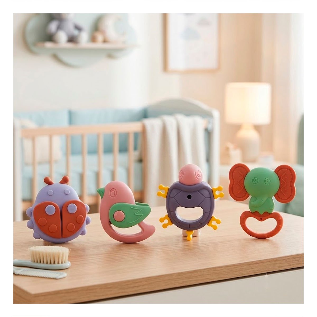 PACK4 JUGUETES SONOROS PARA BEBE CON ENTRETENIMIENTO MULTICOLOR 4 PIEZAS YREGALO STICKER - 5