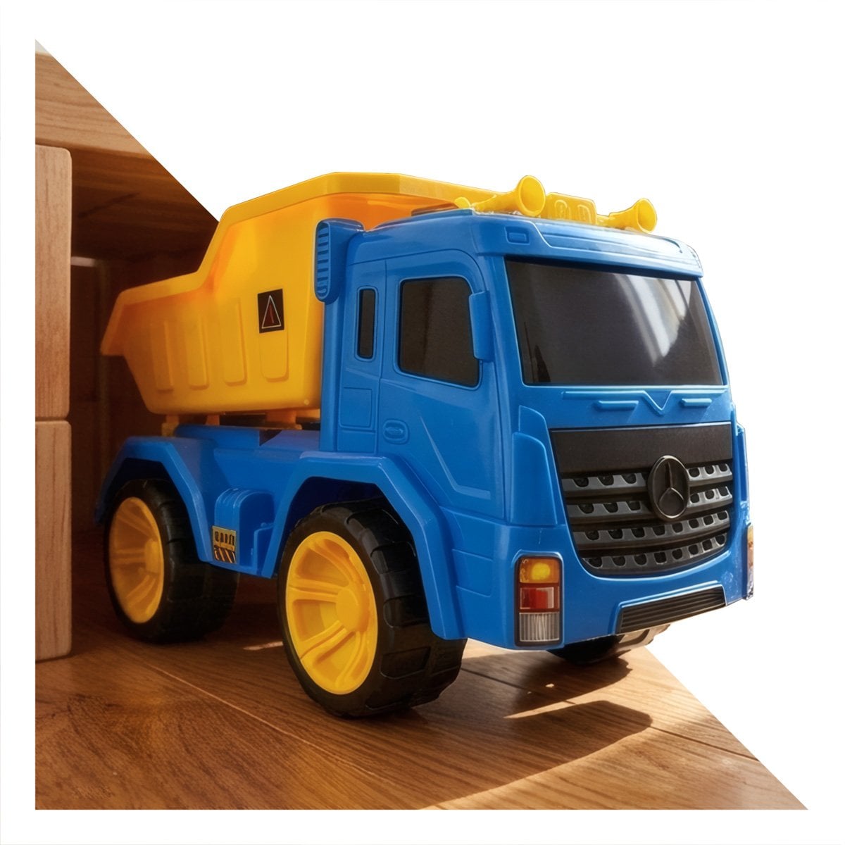 PACK2 VEHICULO DE EXCAVACION VOLQUETE 32X16,5X20 CM AZUL Y AMARILLO INFANTIL - 2