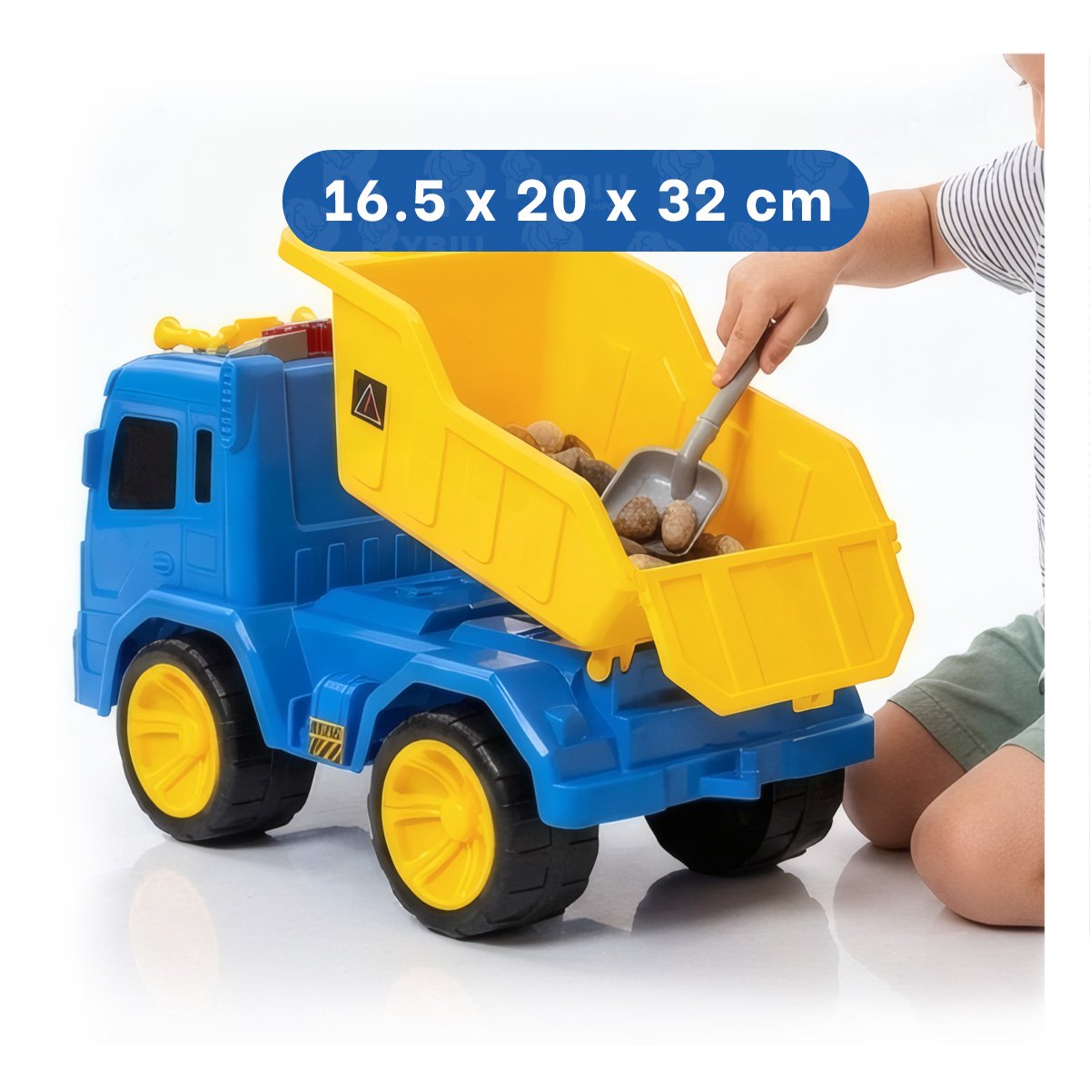PACK2 VEHICULO DE EXCAVACION VOLQUETE 32X16,5X20 CM AZUL Y AMARILLO INFANTIL - 4