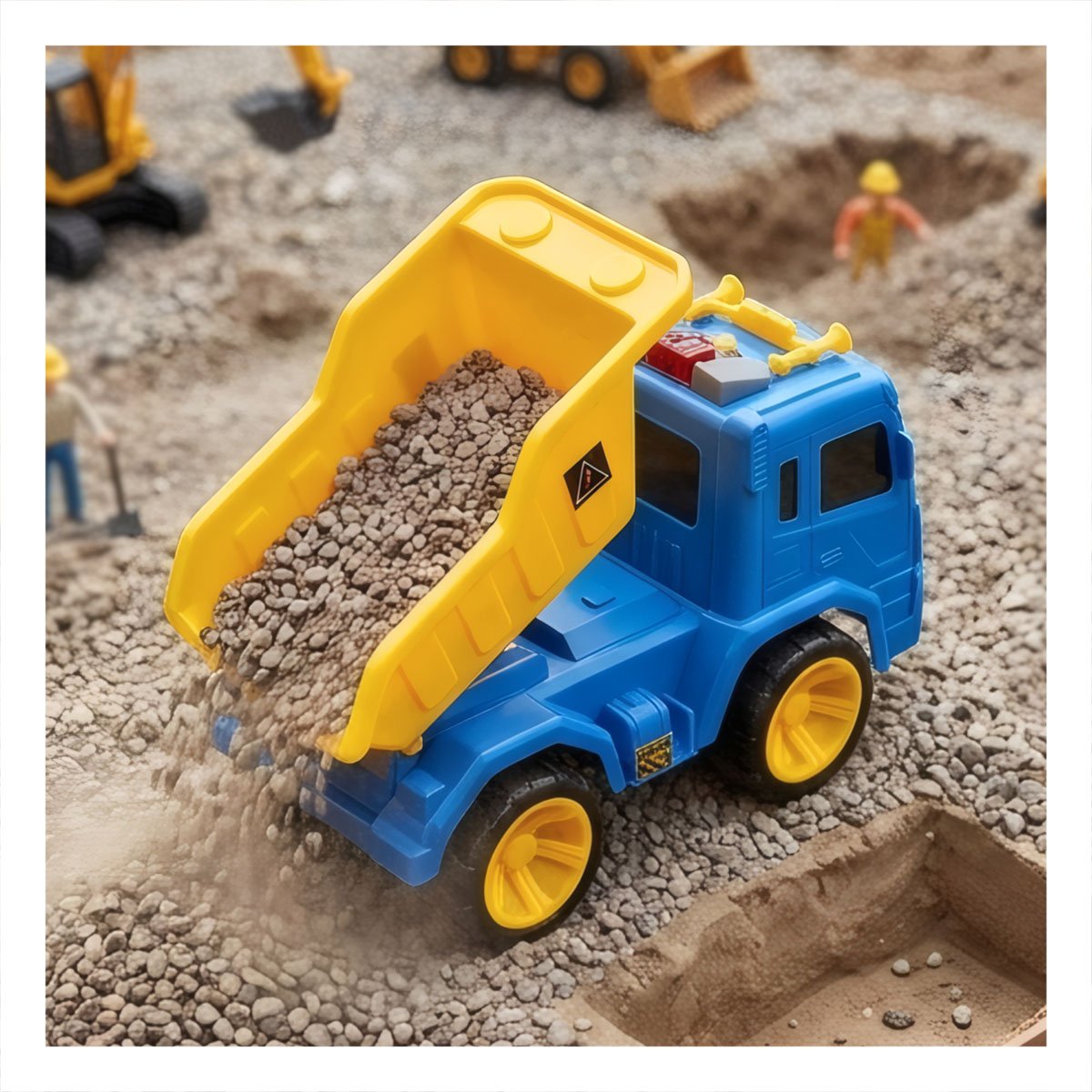 PACK2 VEHICULO DE EXCAVACION VOLQUETE 32X16,5X20 CM AZUL Y AMARILLO INFANTIL - 5