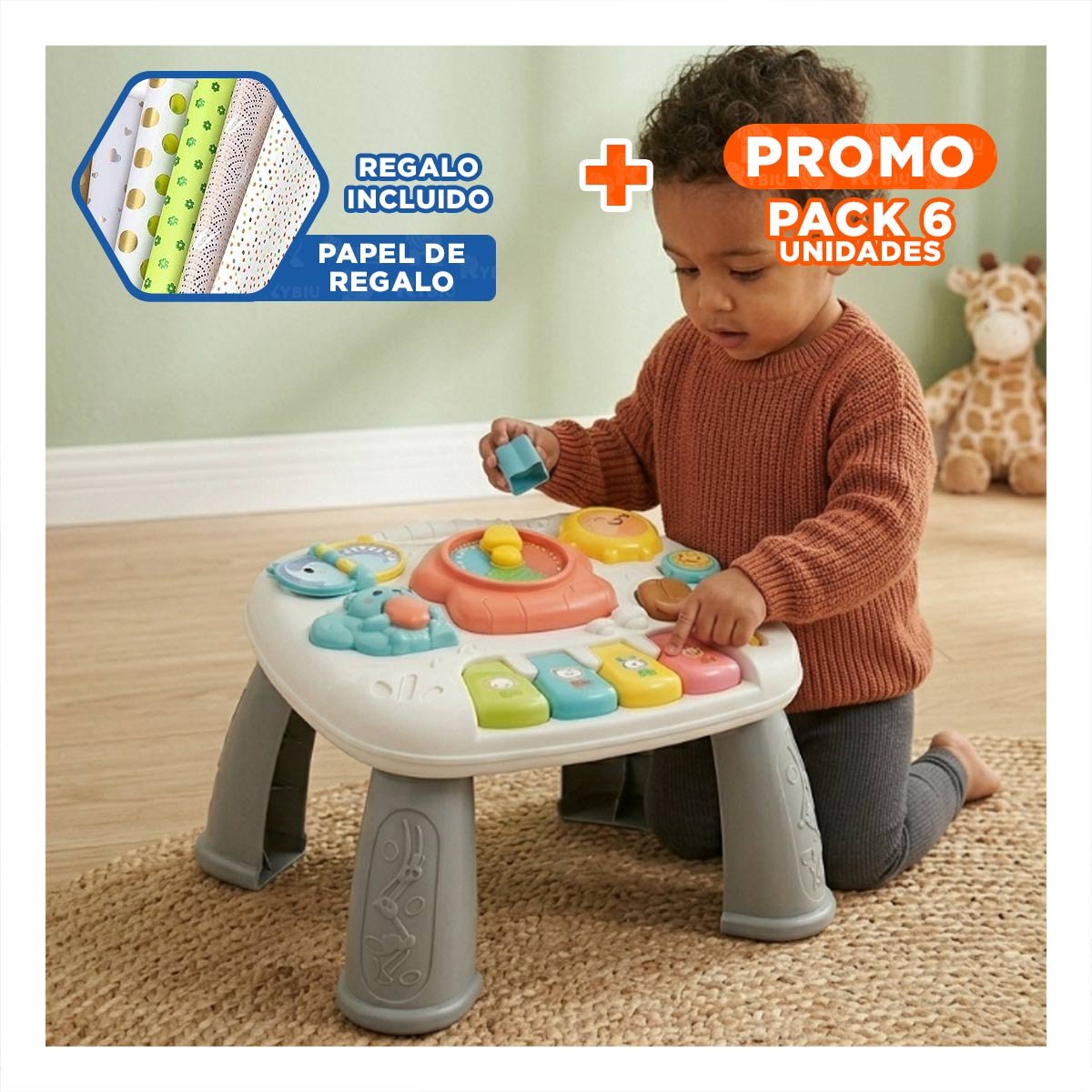 PACK6 MESA DE APRENDIZAJE INFANTIL COLOR PLOMO 25X21 CM CON DIVERSION DIARIA YPAPEL REGALO - 1