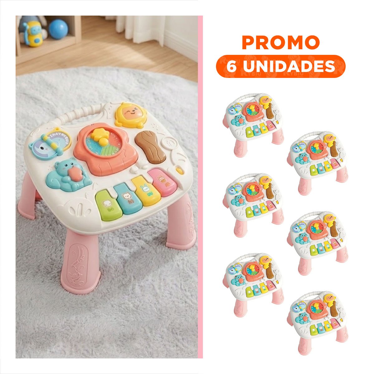 PACK6 PANEL DE JUEGO EDUCATIVO 25X21 CM COLOR ROSADO PARA USO EN CASA - 1