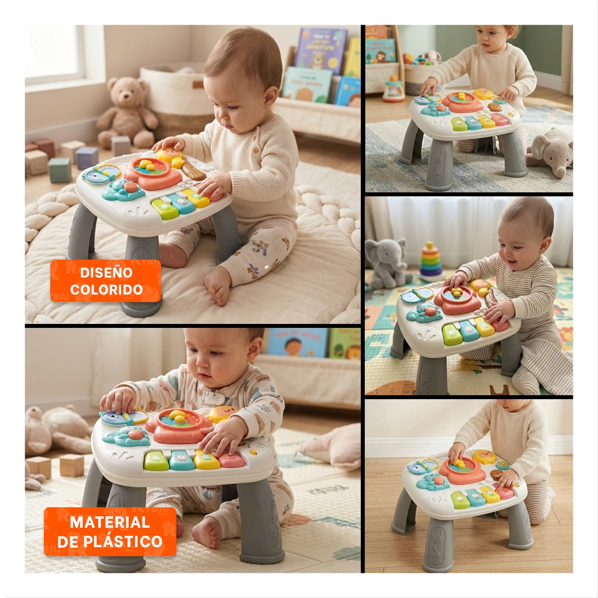 MESA PARA ACTIVIDADES INFANTILES 25X21 CM COLOR PLOMO CON JUEGO DIDACTICO - 5