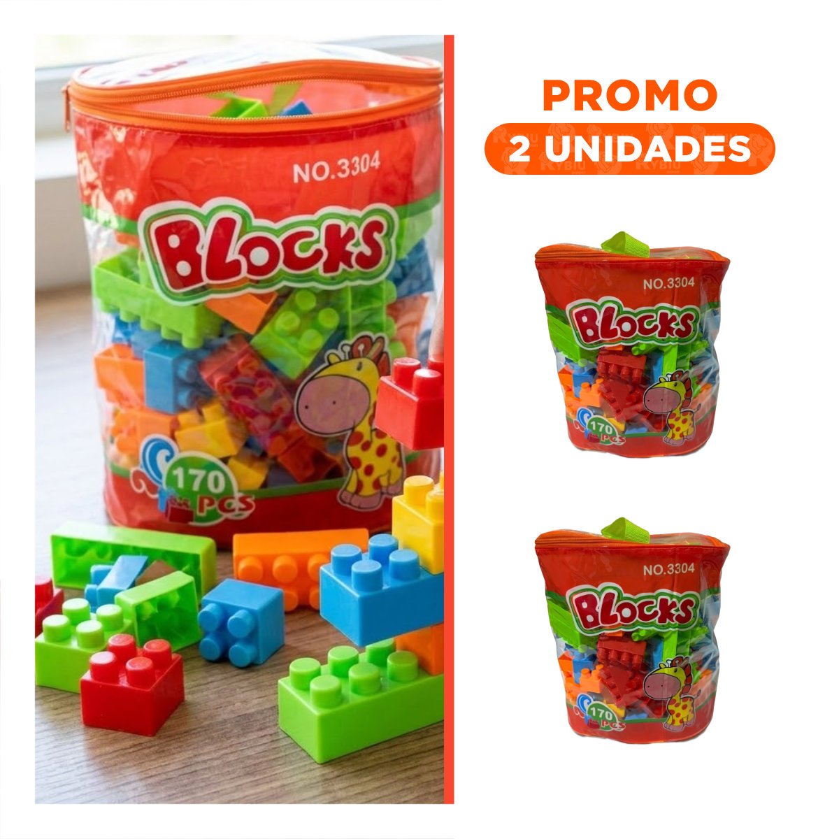 PACK2 JUEGO PARA CREAR ESCENARIOS 170 PIEZAS CON BOLSA MULTICOLOR NARANJA EN CASA - 1