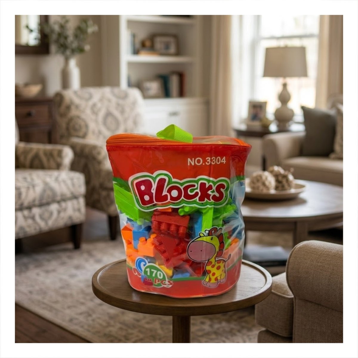PACK6 JUEGO DE CONSTRUCCION 170 PIEZAS CON BOLSA MULTICOLOR NARANJA INFANTIL YREGALO STICKER - 5