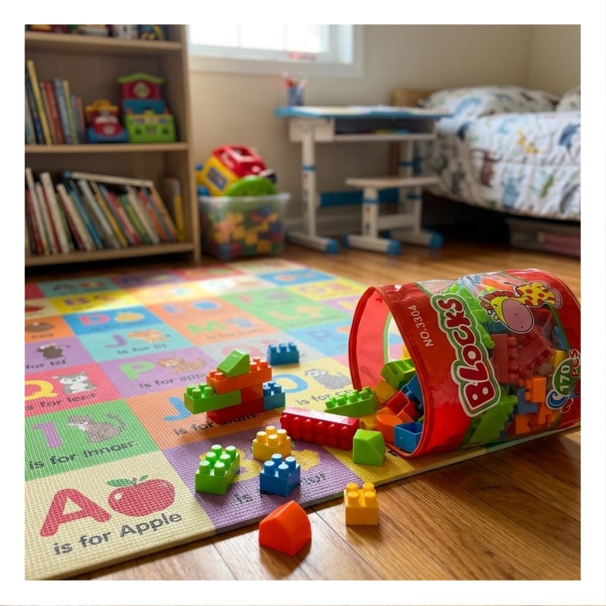 SET DE CONSTRUCCION DIDACTICA 170 PIEZAS CON BOLSA MULTICOLOR NARANJA ESCOLAR Y LIGAS REGALO - 1