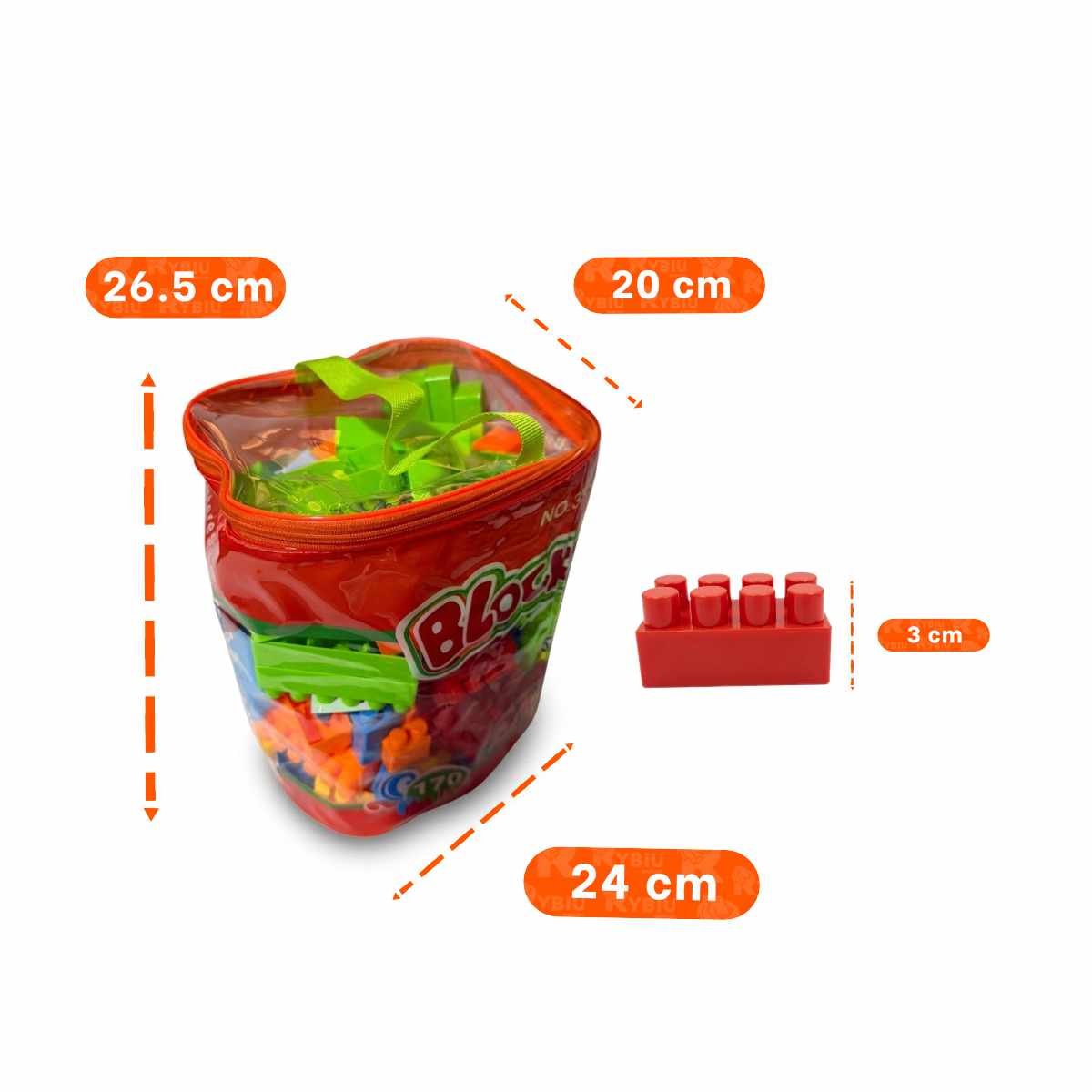 KIT DE ENSAMBLE CREATIVO 170 PIEZAS CON BOLSA MULTICOLOR NARANJA PARA NINOS Y REGALO STICKER - 4