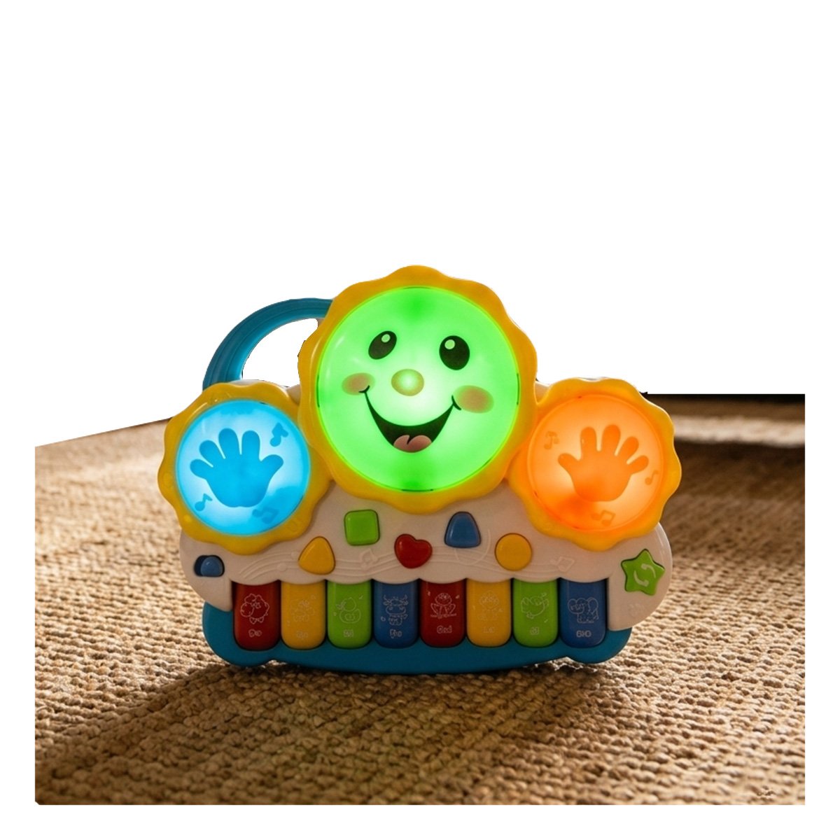 PACK4 TECLADO PARA JUEGOS CREATIVOS SOL DRUM KEYBOARD AZUL Y NARANJA CON SONIDOS YPAPEL REGALO - 2