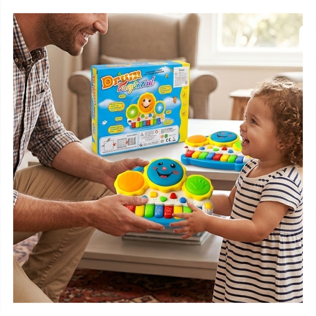 PACK2 SINTETIZADOR PARA ACTIVIDADES MUSICALES SOL DRUM KEYBOARD VERDE Y NARANJA YREGALO STICKER - 5