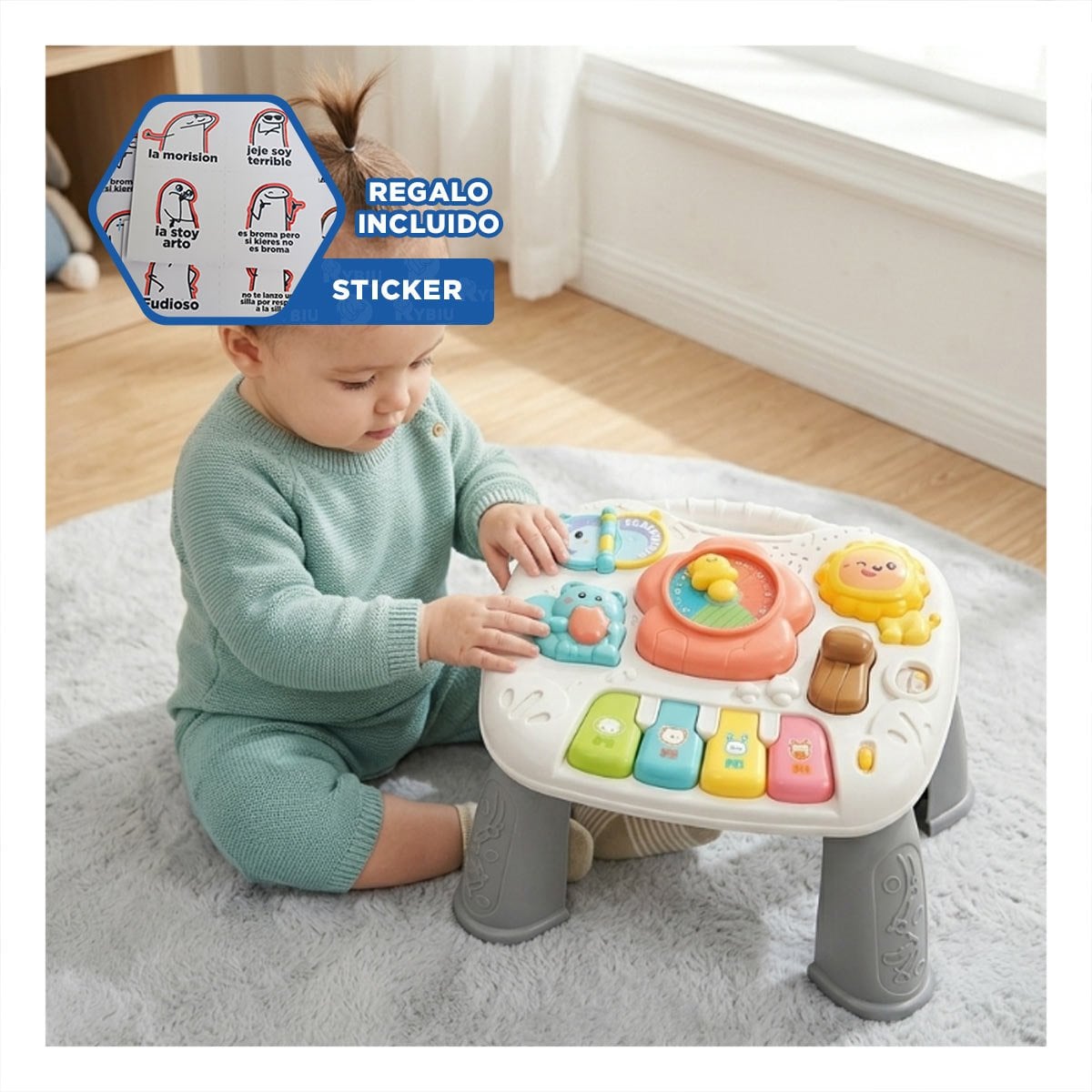 CENTRO RECREATIVO INFANTIL COLOR PLOMO 25X21 CM CON JUEGOS EDUCATIVOS Y REGALO STICKER - 1